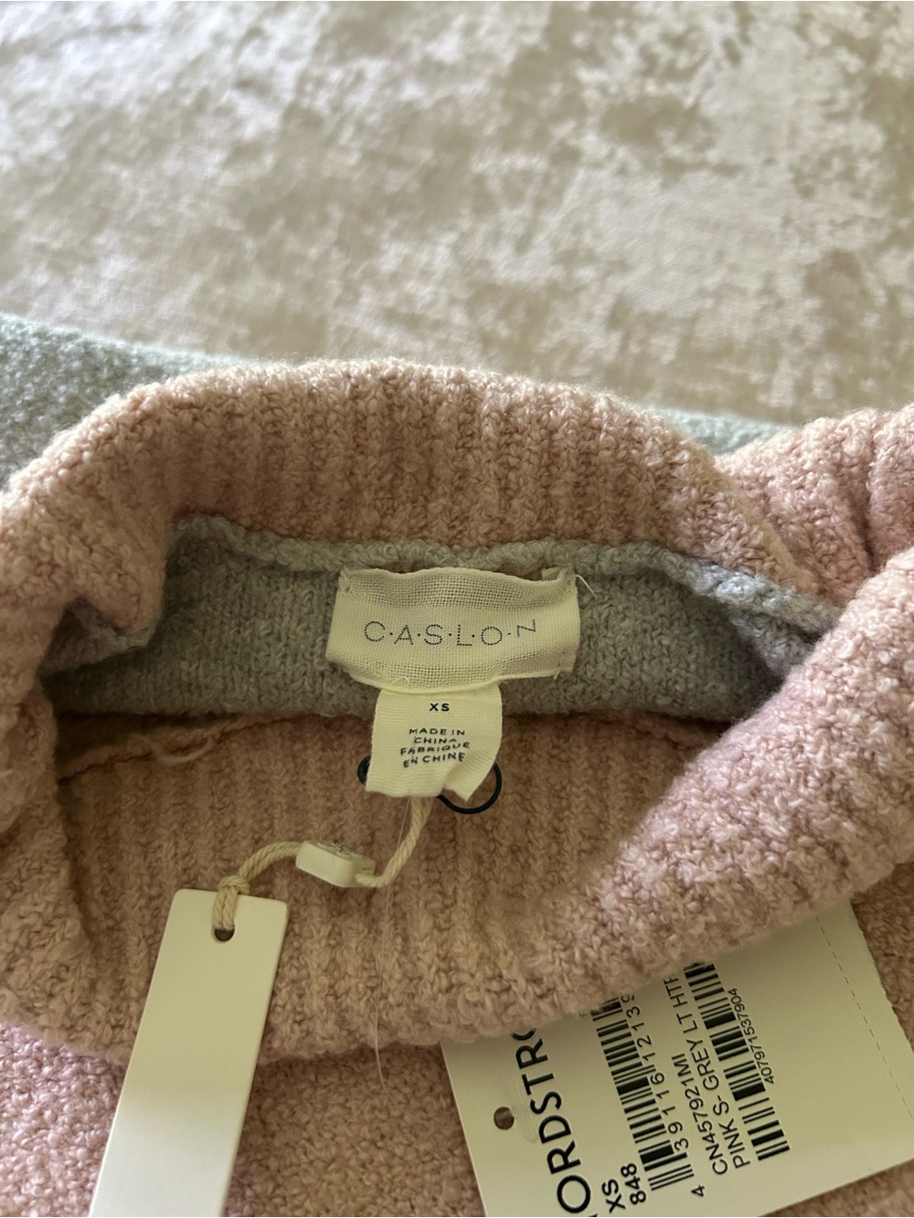 Nordstrom Pink Bouclé Cowl Turtleneck Sweater